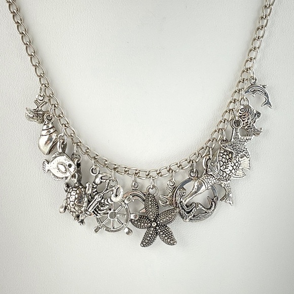 Charm Necklace, Handmade, Ocean Creatures, Mermaid, Tropical Fish, Starfish - Picture 4 of 9